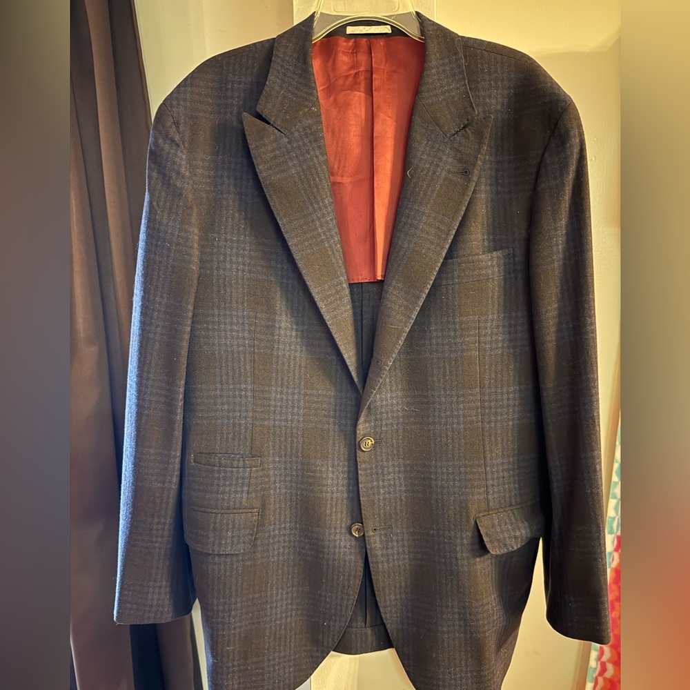 Brunello Cucinelli Dark Brown Check Blazer